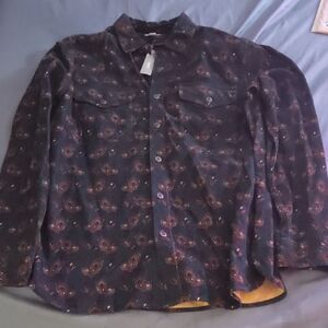 J. Crew Men's Casual Button Down Shirt - Black with Brown Paisley